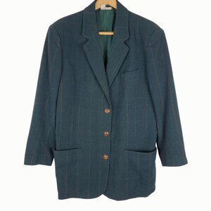 Vintage Belfe Italy Windowpane Check Wool Blend Boyfriend Blazer Jacket Size 12
